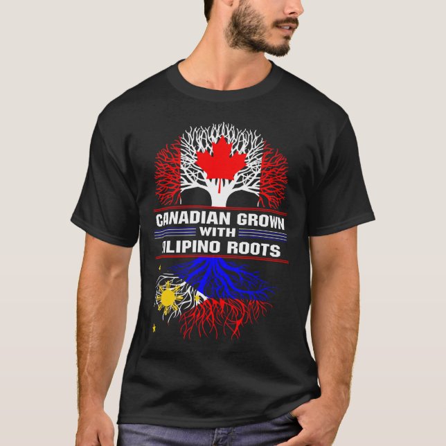 Canadian Grown with Filipino Roots T Shirt (Framsida)
