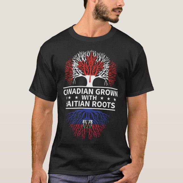 Canadian Grown With Haitian Roots Haiti T Shirt (Framsida)