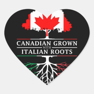 Canadian Grown with Italy Roots Italien Design Hjärtformat Klistermärke