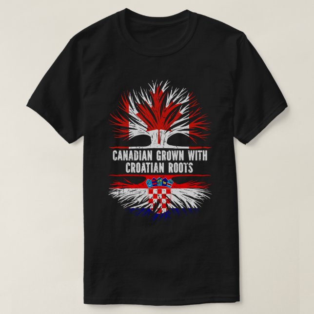 Canadian Grown with Kroatiens Roots Canada Flagga T Shirt (Design framsida)