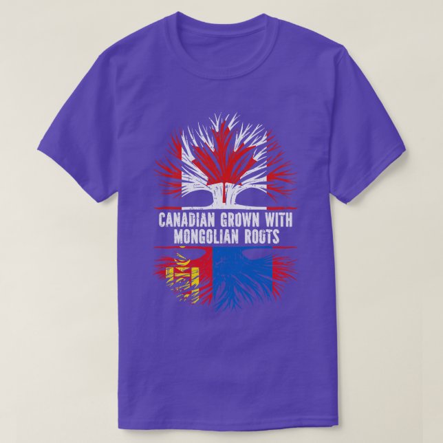 Canadian Grown with Mongolian Roots Canada Flagga T Shirt (Design framsida)