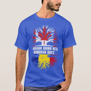 Canadian Grown with Rumänes Roots Canada Flagga T Shirt