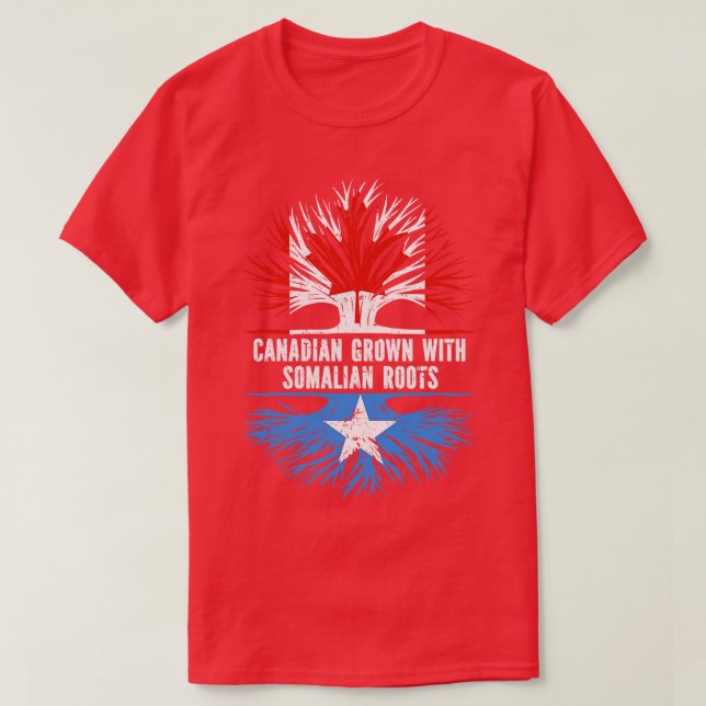 Canadian Grown with Somalian Roots Canada Flagga T Shirt (Design framsida)