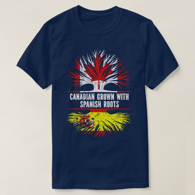 Canadian Grown with Spain Roots Canada Flagga T Shirt (Design framsida)