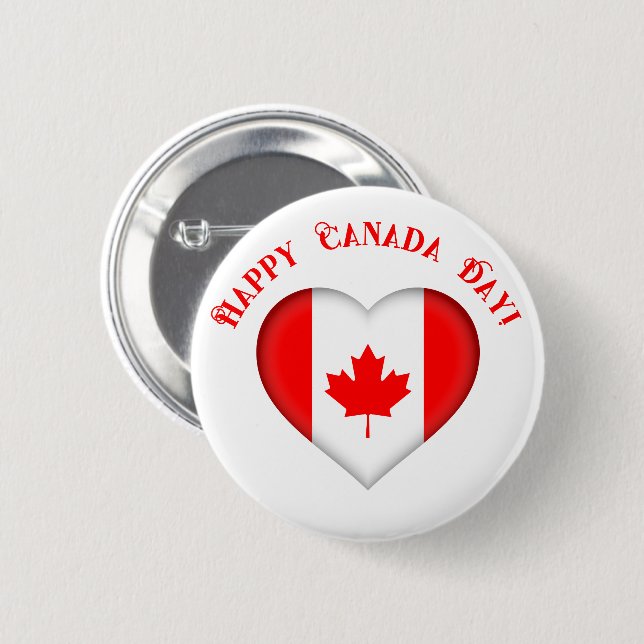Canadian Heart Lycklig Canada Day Knapp (Framsida & baksida)
