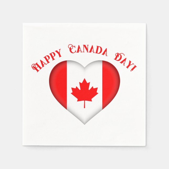 Canadian Heart Lycklig Canada Day Pappersservett (Framsidan)