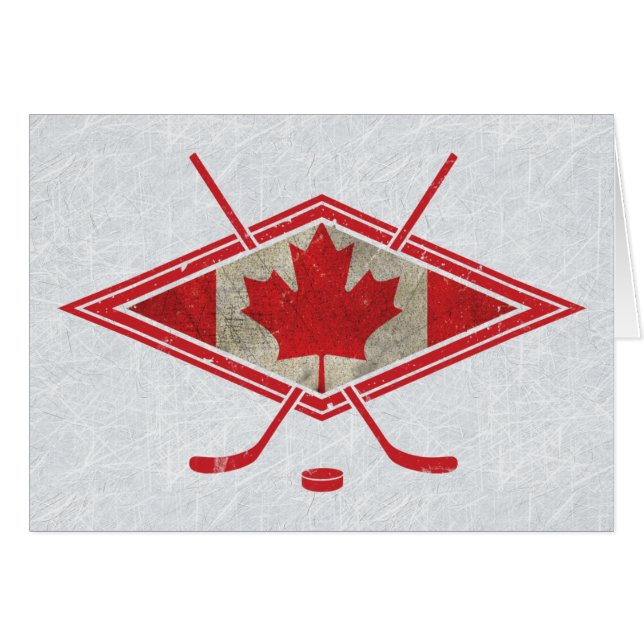 Canadian Hockey Flagga Logotyp Card Hälsningskort (Framsidan Horizontal)