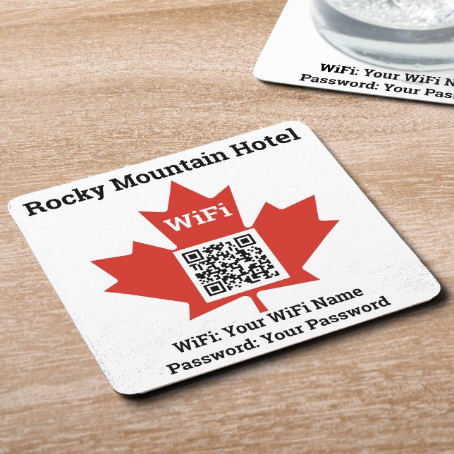 Canadian Hotel Wifi Details Plus QR-kod Underlägg Papper Kvadrat (Skapare uppladdad)
