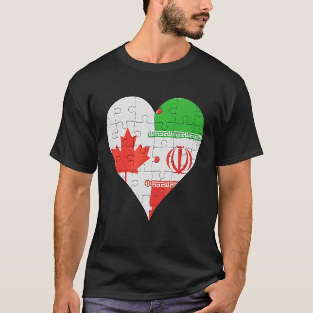 Canadian Iranian Flagga Heart T Shirt (Framsida)