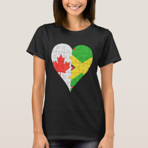 Canadian Jamaican Flagga Heart T Shirt