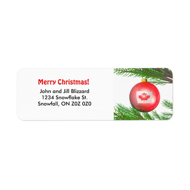 Canadian Julgran Dekoration Returadress Etikett (Framsidan)