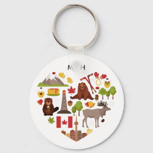 Canadian Kärlek anpassningsbar monogram nyckelring