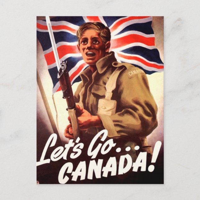 Canadian Krig Propaganda Vykort (Framsida)