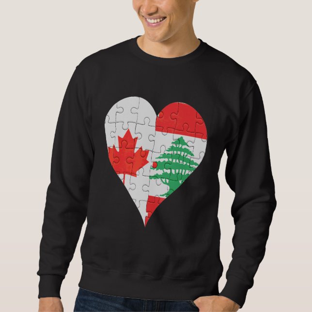 Canadian Libanese Flagga Heart Lång Ärmad Tröja (Framsida)