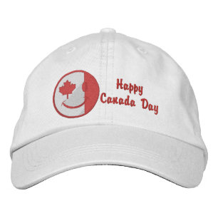 Canadian Lycklig Ansikte Embroized Broderad Keps