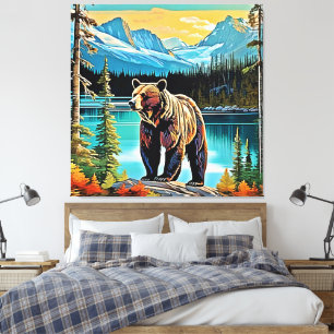 Canadian Majestic Mountain Bear Design Canvastryck