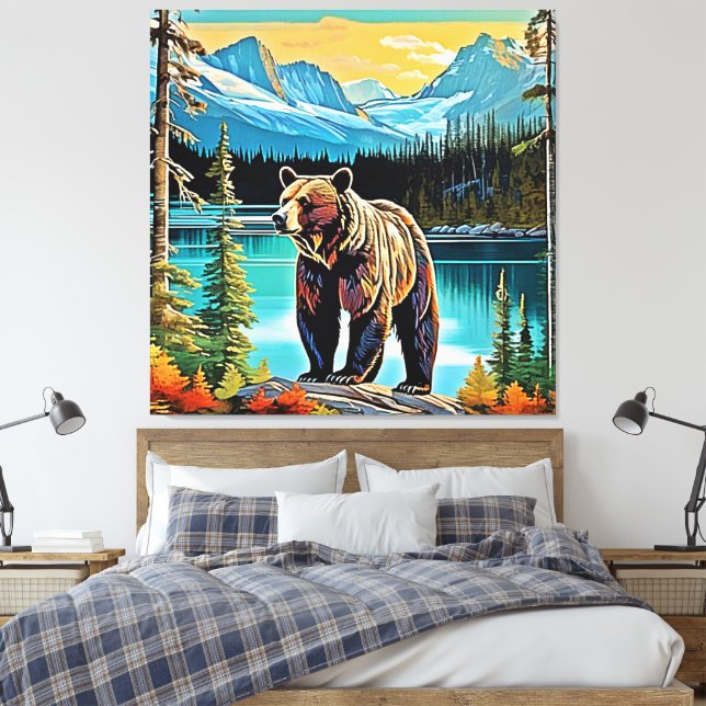 Canadian Majestic Mountain Bear Design Canvastryck (Insitu (sovrum))