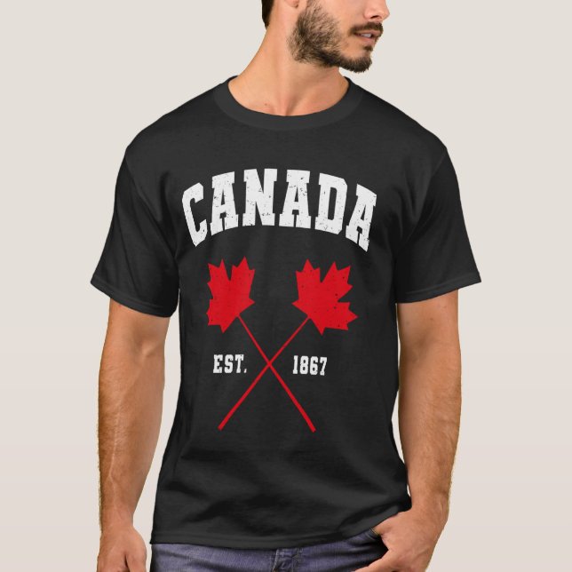 Canadian Maple Löv Canada Est. 1867 T Shirt (Framsida)