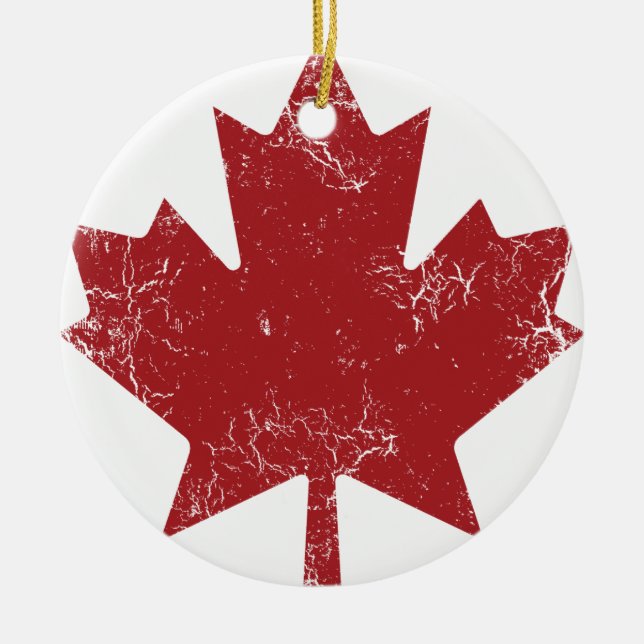 Canadian Maple Löv (Distress) Julgransprydnad Keramik (Framsidan)