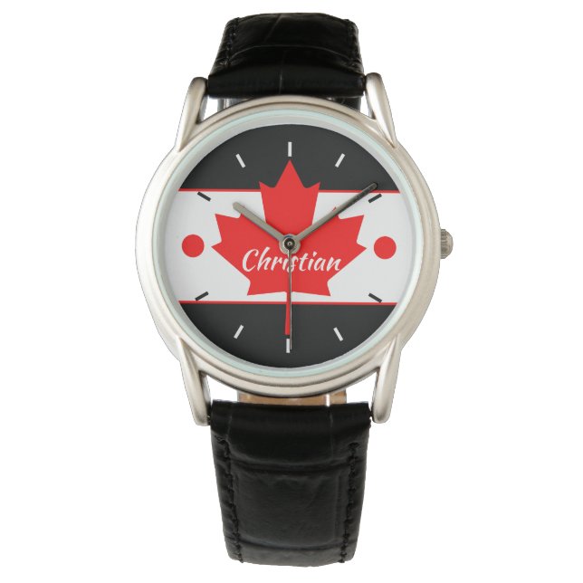 Canadian Maple Löv (ditt namn) Armbandsur (Framsida)