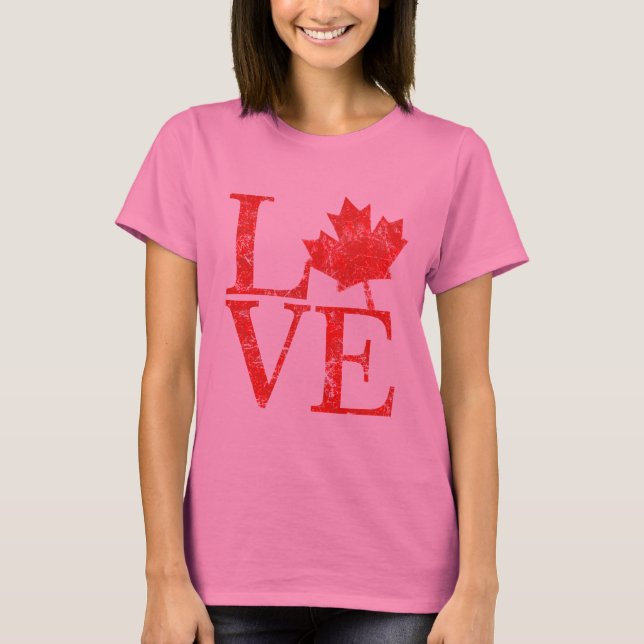 Canadian Maple Löv KÄRLEK Grunge Stil CANADA Tee Shirt (Framsida)
