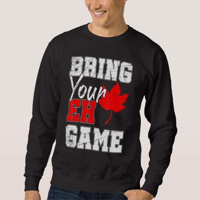 Canadian Maple Löv Land Eh Game Canada Lång Ärmad Tröja (Framsida)