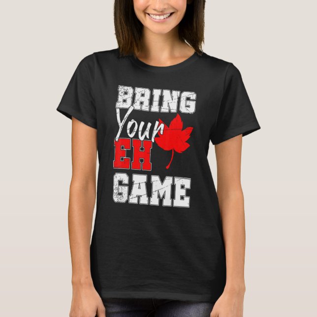 Canadian Maple Löv Land Eh Game Canada T Shirt (Framsida)