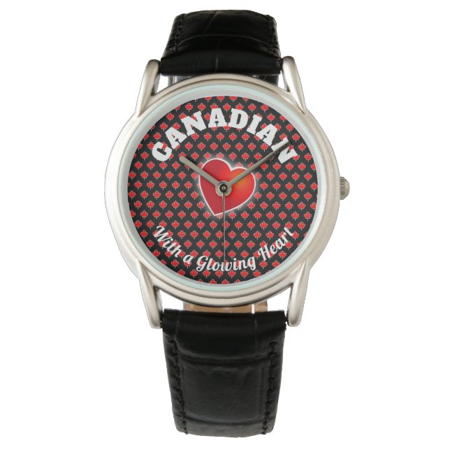 Canadian Maple Löv med Dot Mönster Background Armbandsur (Framsida)