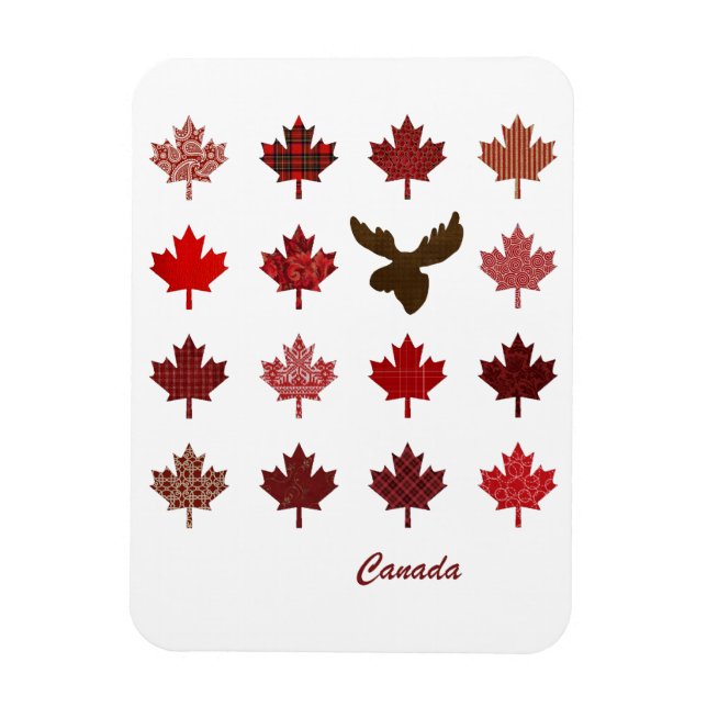 Canadian Maple Löv och Moose Magnet (Vertikal)
