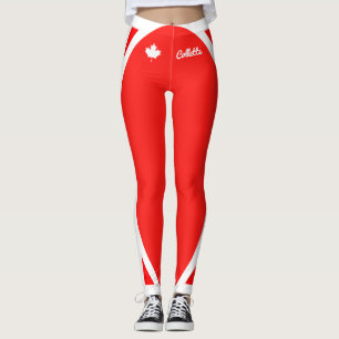 Canadian Maple Löv on Red (backsed) Leggings