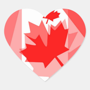 Canadian Maple Löv över hela Stil CANADA Hjärtformat Klistermärke