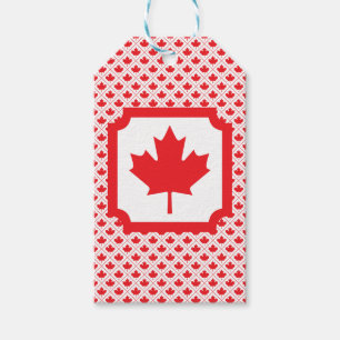 Canadian Maple Löv Red and White Design Presentetikett