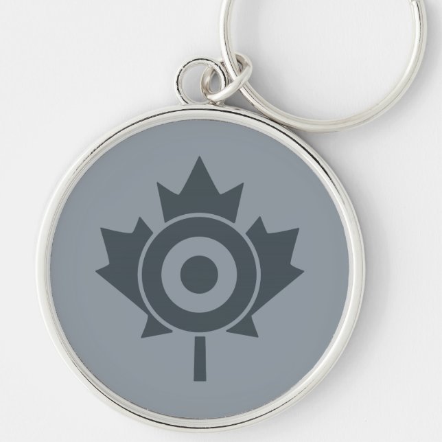 Canadian Maple Löv Roundel Mod Märkre Rund Silverfärgad Nyckelring (Framsidan)