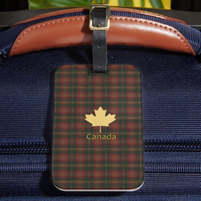Canadian Maple Löv Tartan Luggage Tag Bagagebricka (Framsida Insitu 2)
