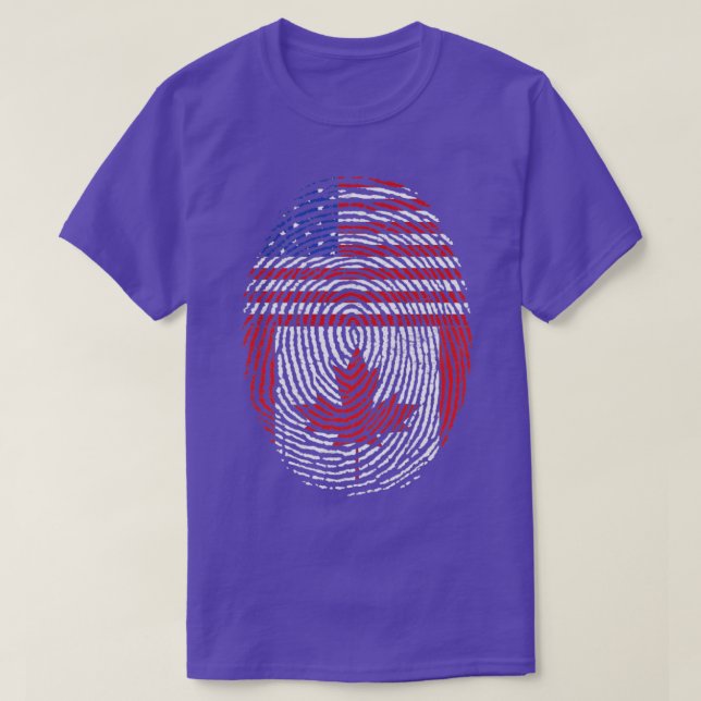 Canadian Maple Löv US Flagga American Fingerprint  T Shirt (Design framsida)