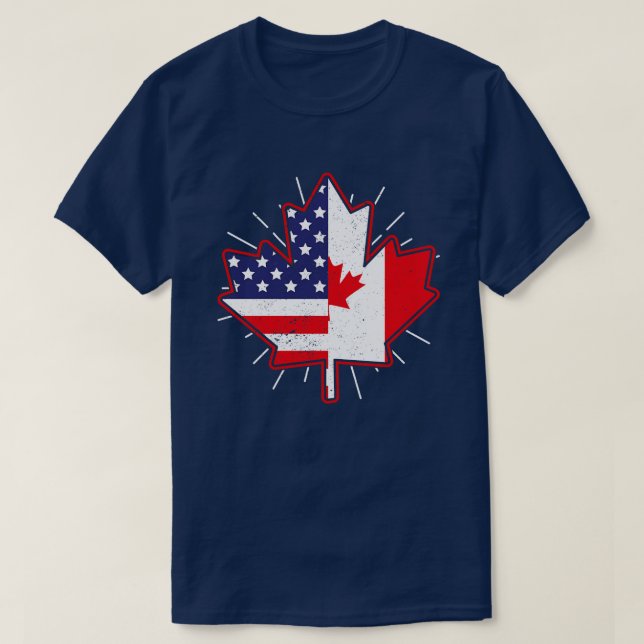 Canadian Maple Löv USA flagga American Vänskap C T Shirt (Design framsida)