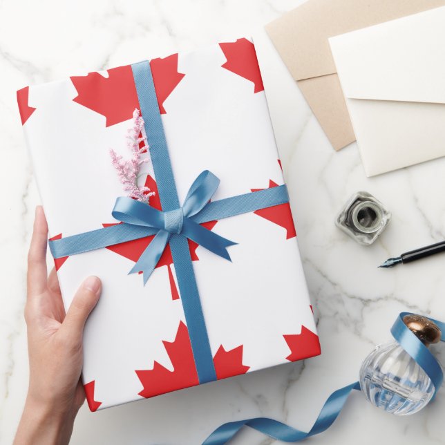 Canadian Maple Löv Wrapping Papper - Red Canada Presentpapper (Gifting)