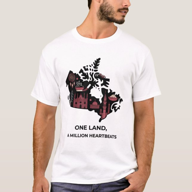 Canadian Maple Mosaic Tee: Cultural Unity Design T Shirt (Framsida)