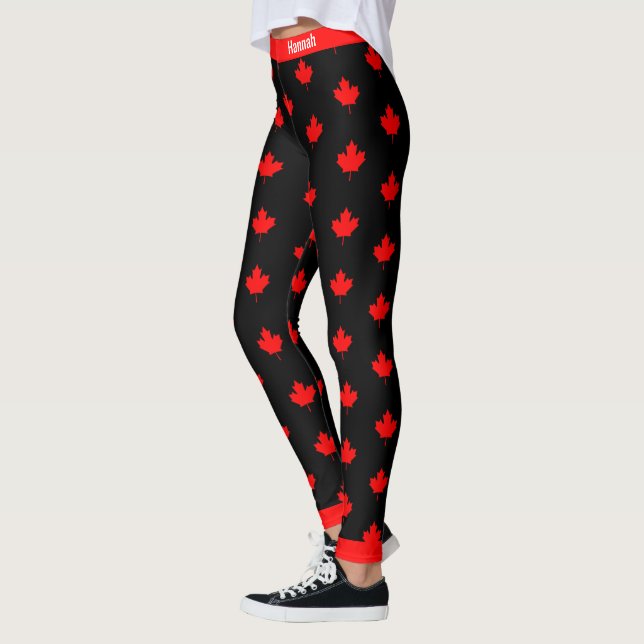 Canadian Maple on Red and Black Leggings (Vänster)
