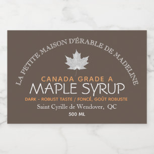 Canadian Maple Syrup Editable Food Label Brown Mat Etiketter