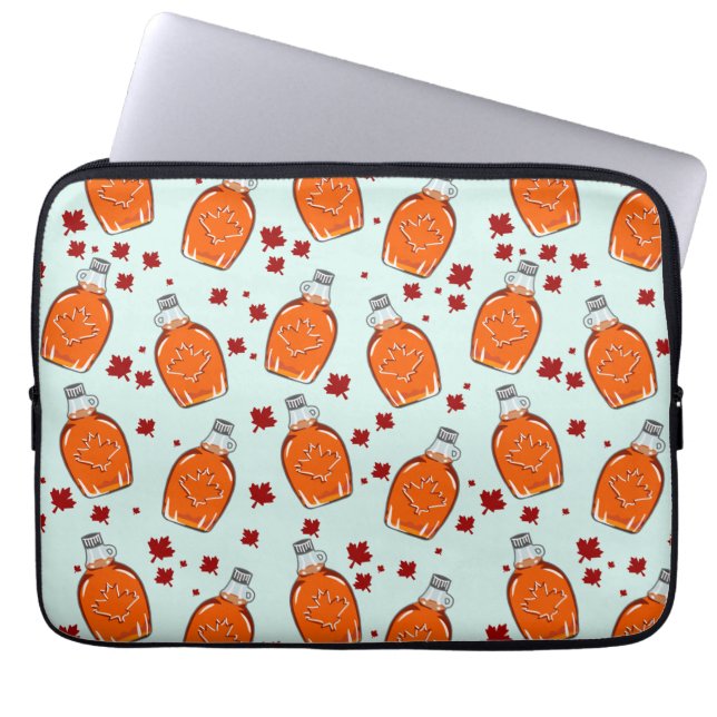 Canadian Maple Syrup Mönster Laptop Sleeve (Framsidan)