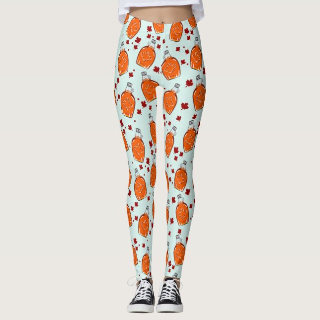 Canadian Maple Syrup Mönster Leggings (Framsida)