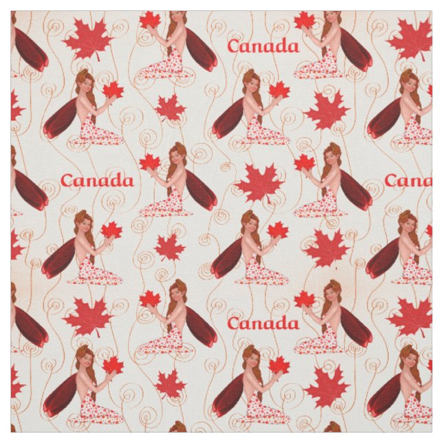 Canadian Mapleleaf Fairy on Light Fabric Tyg (Provkarta)