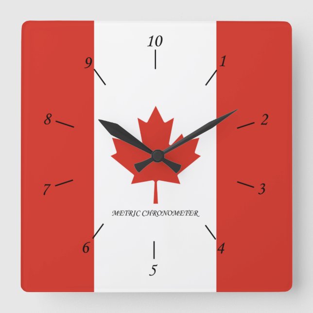 Canadian Metric Clock Fyrkantig Klocka (Framsida)