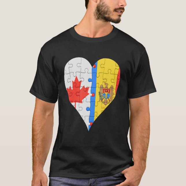 Canadian Moldovan Flagga Heart T Shirt (Framsida)