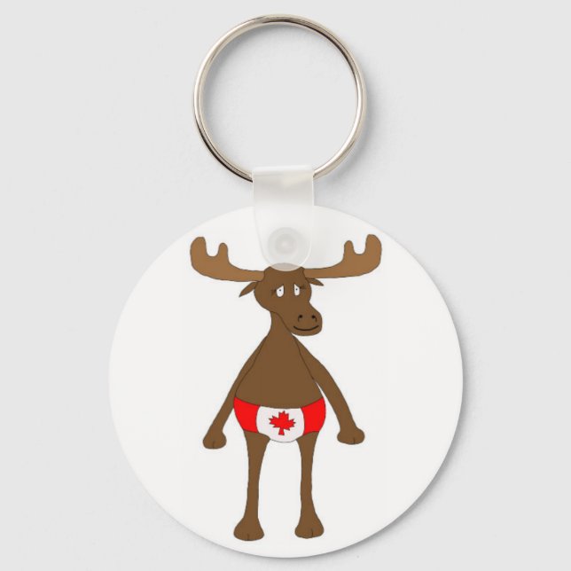 Canadian Moose Button Keychain Nyckelring (Framsida)