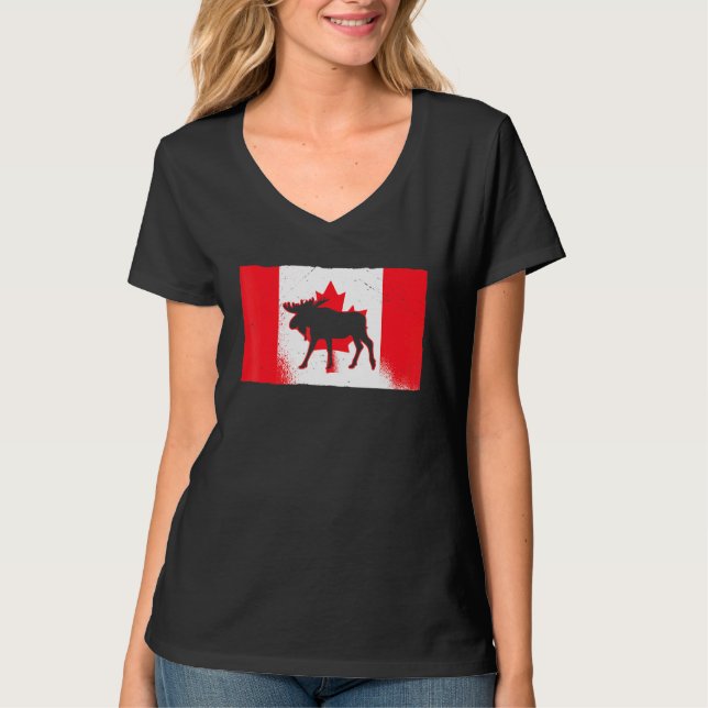 Canadian Moose Canada Day Maple Löv Proud Canuck T Shirt (Framsida)