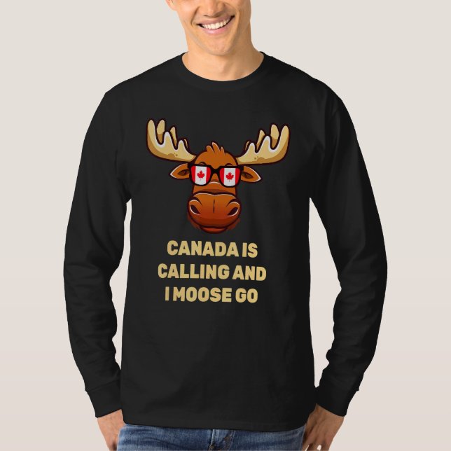 Canadian Moose Canada Flagga T Shirt (Framsida)