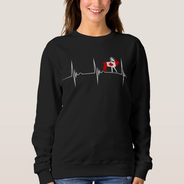 Canadian Moose Heartslag EKG Pulse Canadian Flagga T Shirt (Framsida)
