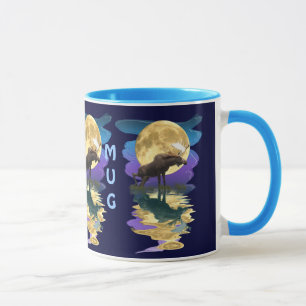 Canadian Moose & Måne Souvenir Wildlife Art Mugg